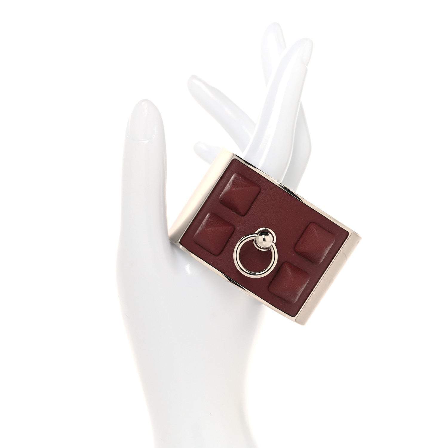 Hermes Swift Collier De Chien Medor Gaine Cuff Bracelet T2 Rouge H 2 of 4