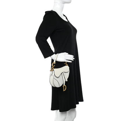 Christian Dior Grained Calfskin Mini Saddle Bag White 3 of 12