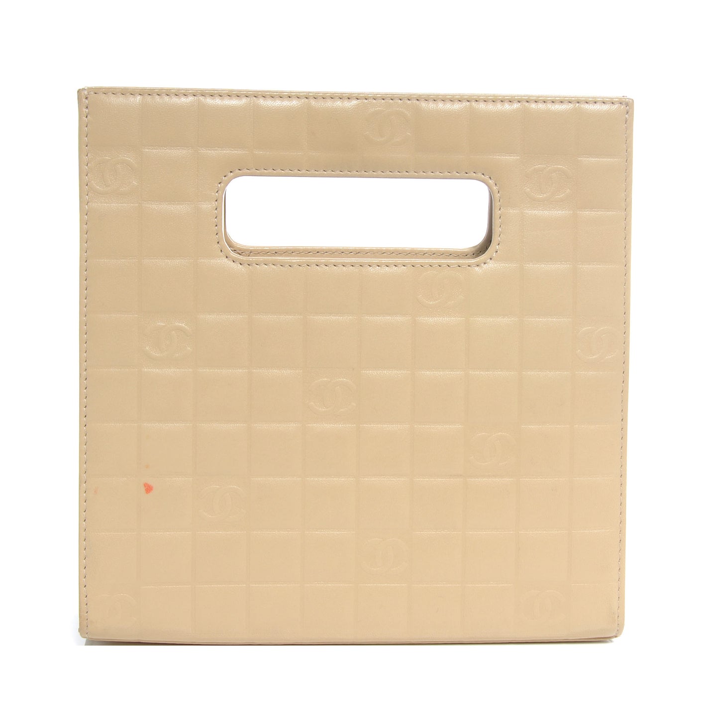 Lambskin Chocolate Bar Quilted Evening Bag Beige