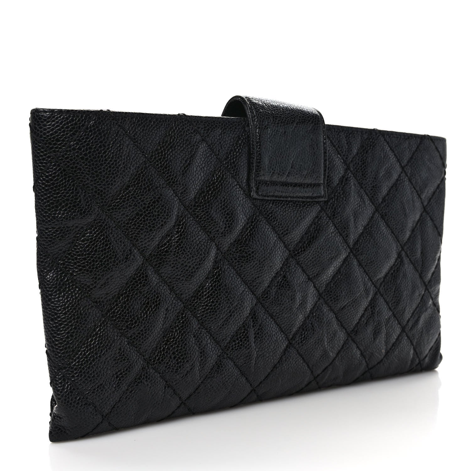 Chanel Caviar Quilted Coco Pleats Clutch Black 3 of 7