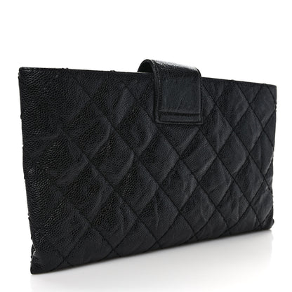 Chanel Caviar Quilted Coco Pleats Clutch Black 3 of 7