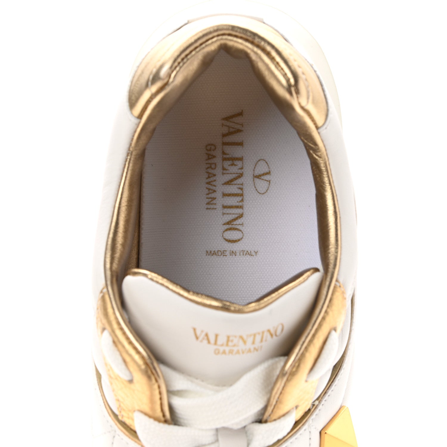Valentino Garavani Nappa Grained Calfskin Mens One Stud Low Top Sneakers 41.5 White Antique Brass 7 of 9