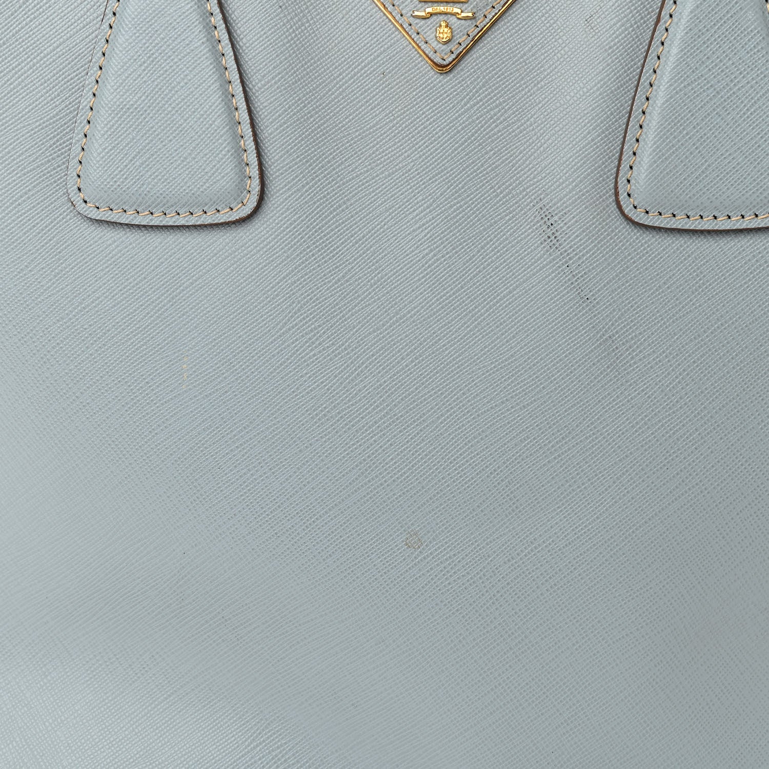 Prada Saffiano Small Galleria Bi-color Double Zip Tote White Astrale 14 of 18