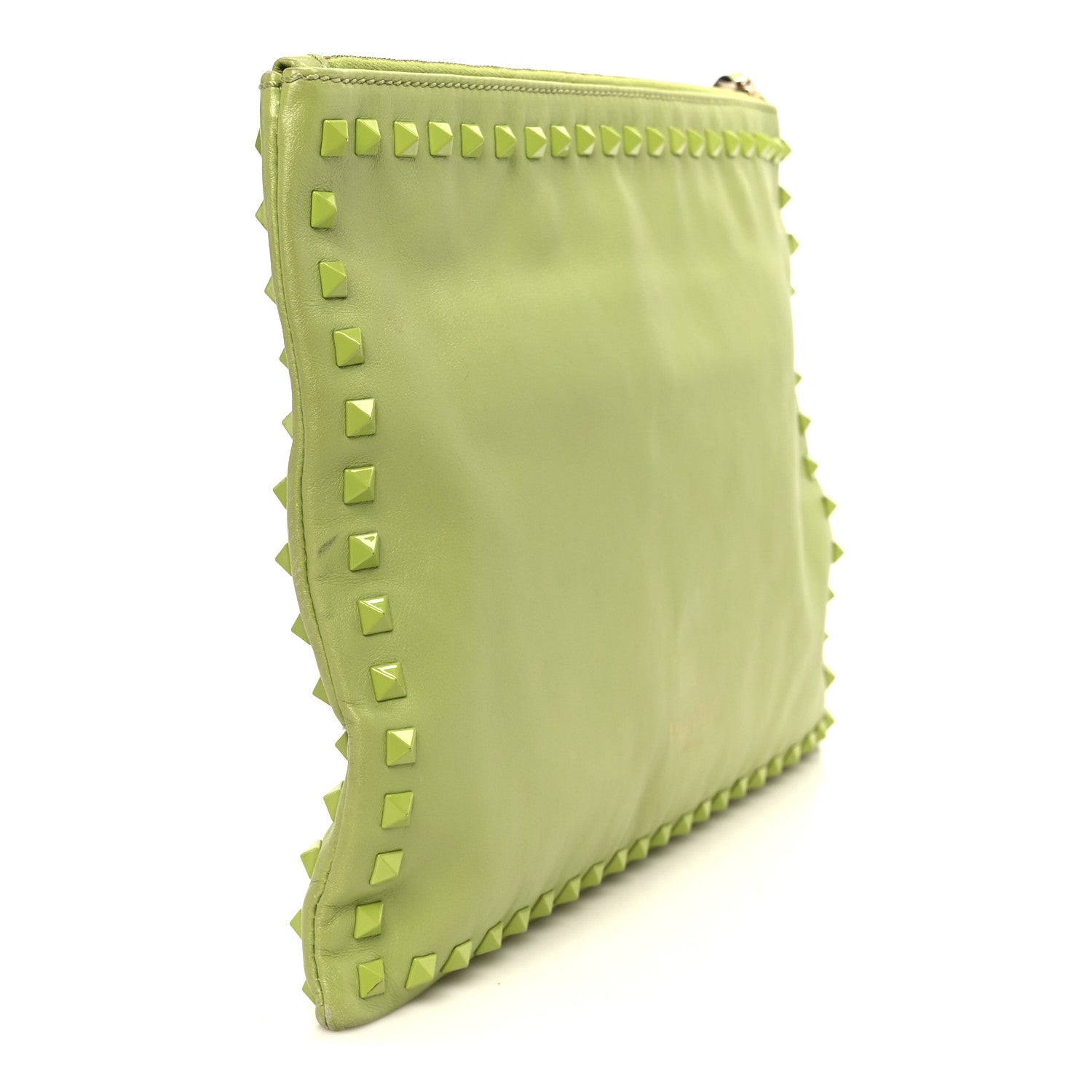 Valentino Garavani Vitello Large Rockstud Zip Wristlet Pouch Pop Apple 3 of 11
