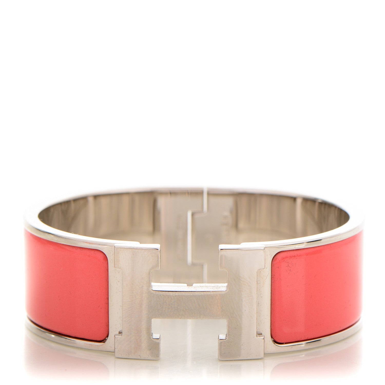 Hermes Enamel Wide Clic Clac H Bracelet PM Rouge Corail 1 of 4