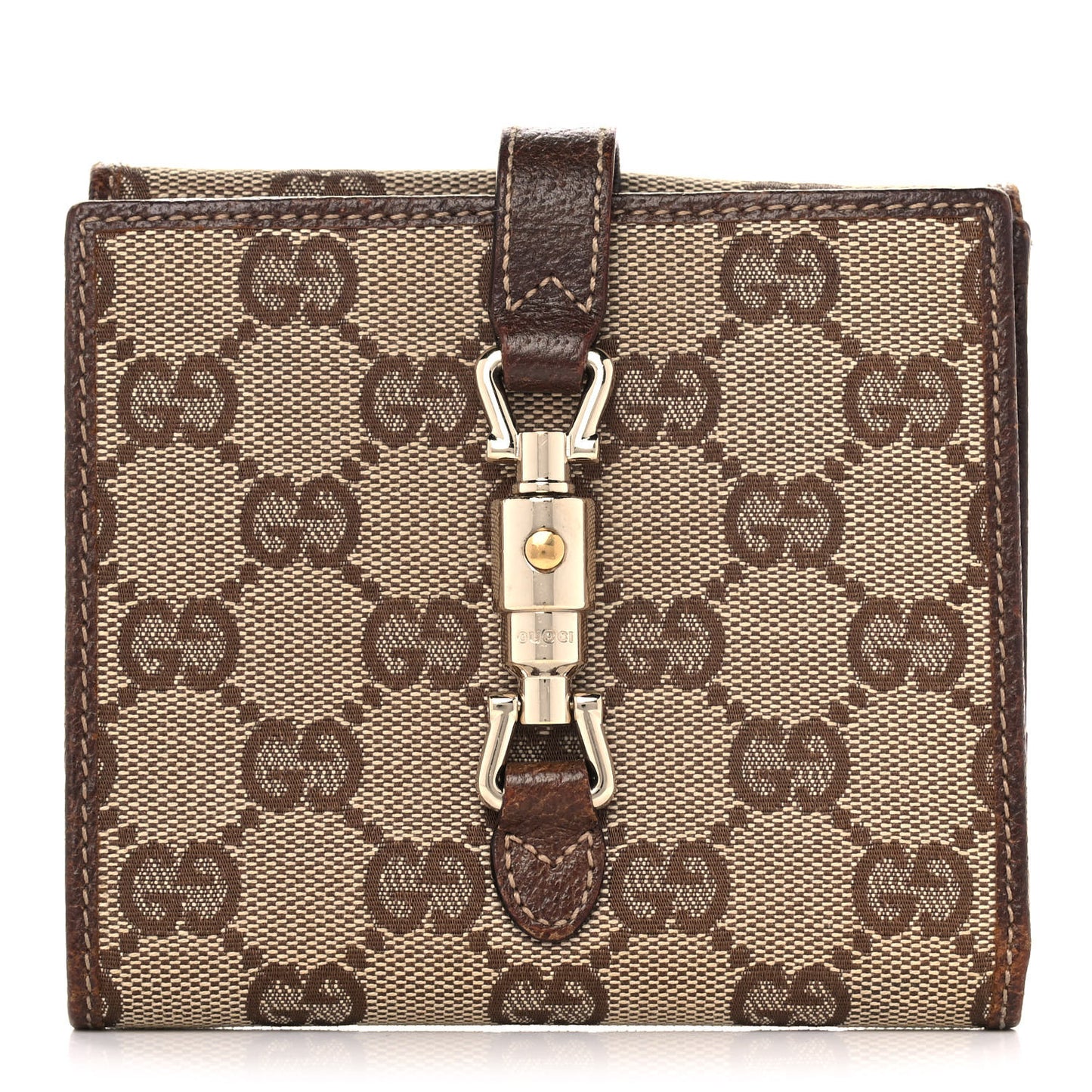 Monogram Piston Lock Compact Wallet Beige