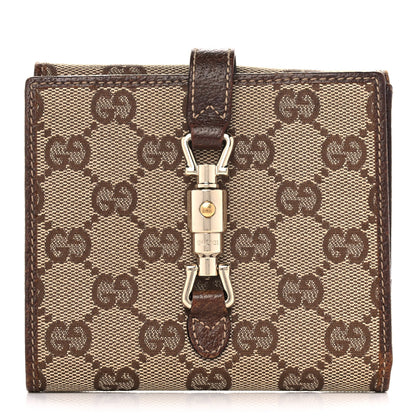 Gucci Monogram Piston Lock Compact Wallet Beige 1 of 14