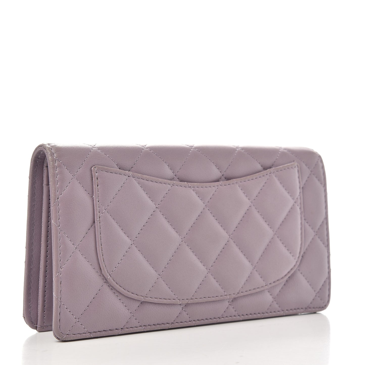 Lambskin Quilted Yen Wallet Light Purple