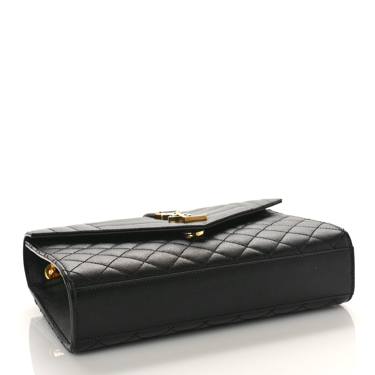Saint Laurent Grain De Poudre Textured Mixed Matelasse Triquilt Medium Monogram Satchel Black 4 of 9