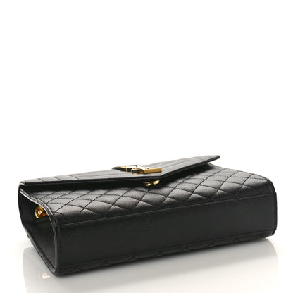 Saint Laurent Grain De Poudre Textured Mixed Matelasse Triquilt Medium Monogram Satchel Black 4 of 9