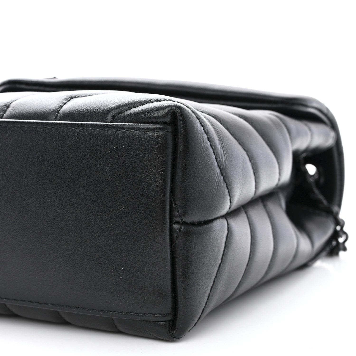 Saint Laurent Calfskin Y Quilted Monogram Monochrome Small Loulou Chain Satchel Black 10 of 11