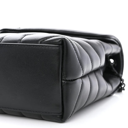 Saint Laurent Calfskin Y Quilted Monogram Monochrome Small Loulou Chain Satchel Black 10 of 11