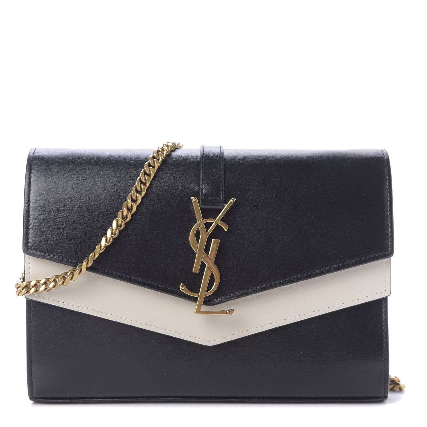 Smooth Calfskin Monogram Sulpice Chain Wallet Black Crema Soft