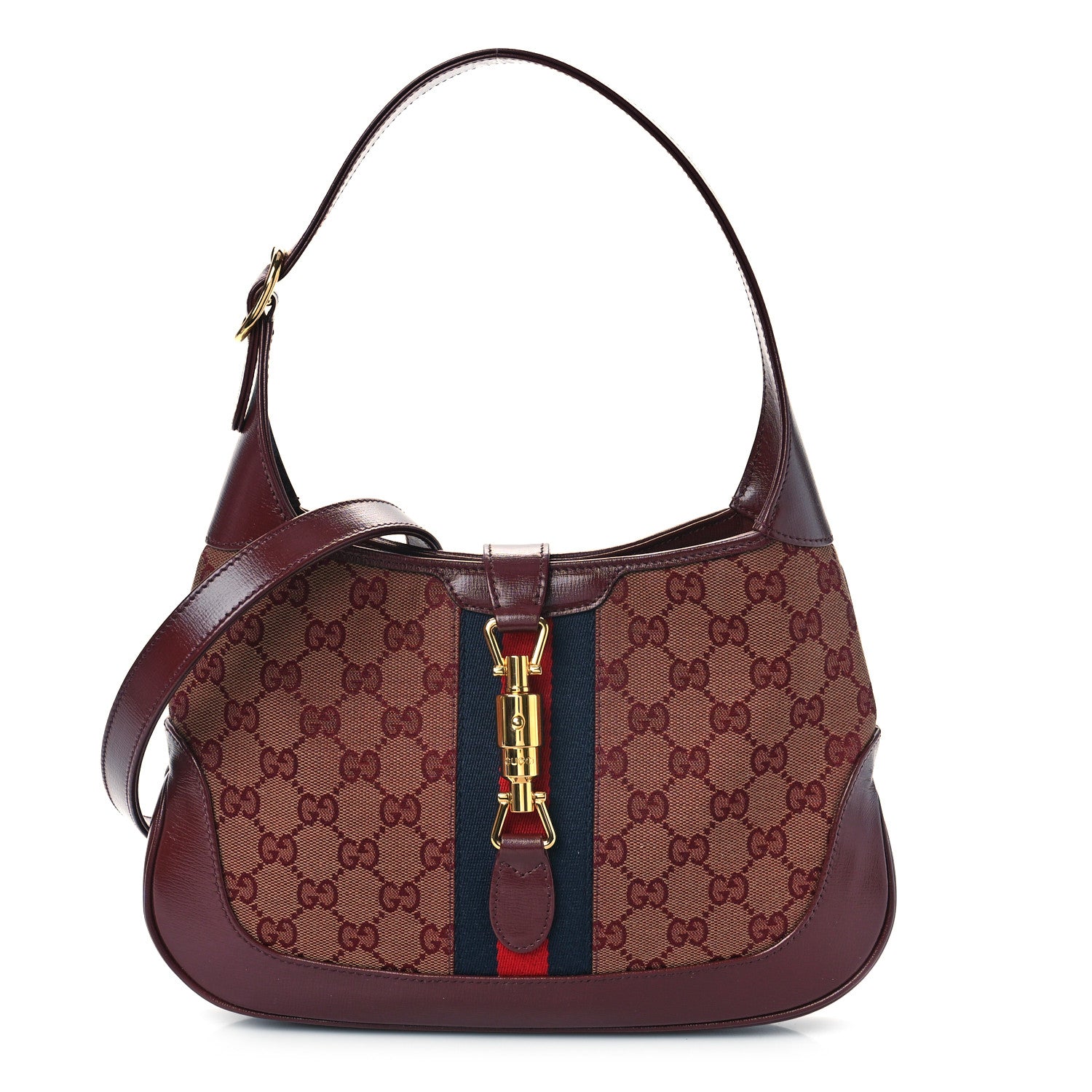 Gucci Monogram Azalea Calfskin Web Small Jackie 1961 Hobo Sahara Rubino Chardonnay 1 of 9