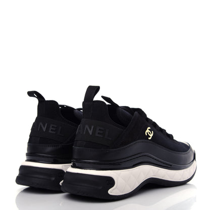 Chanel Velvet Calfskin Mixed Fibers CC Sneakers 39 Black 4 of 11