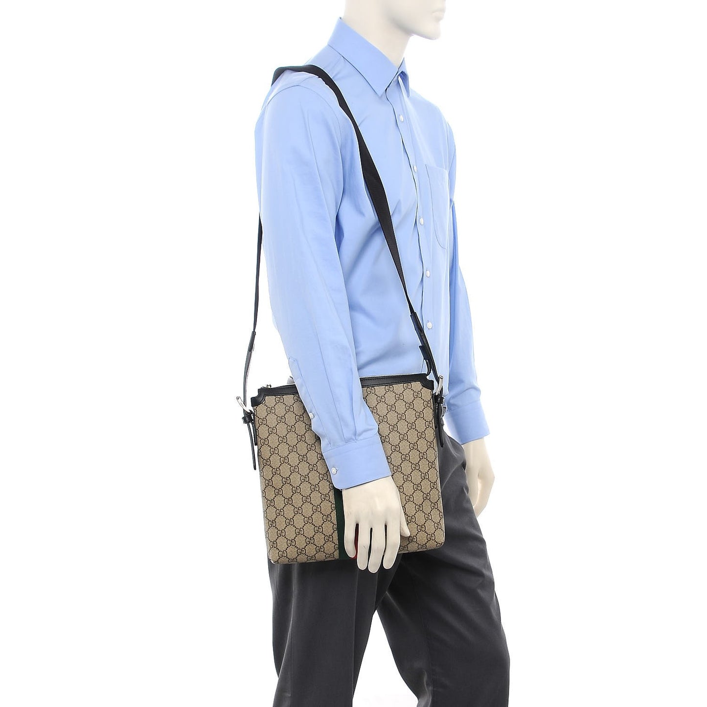 GG Supreme Monogram Web Messenger Bag Black