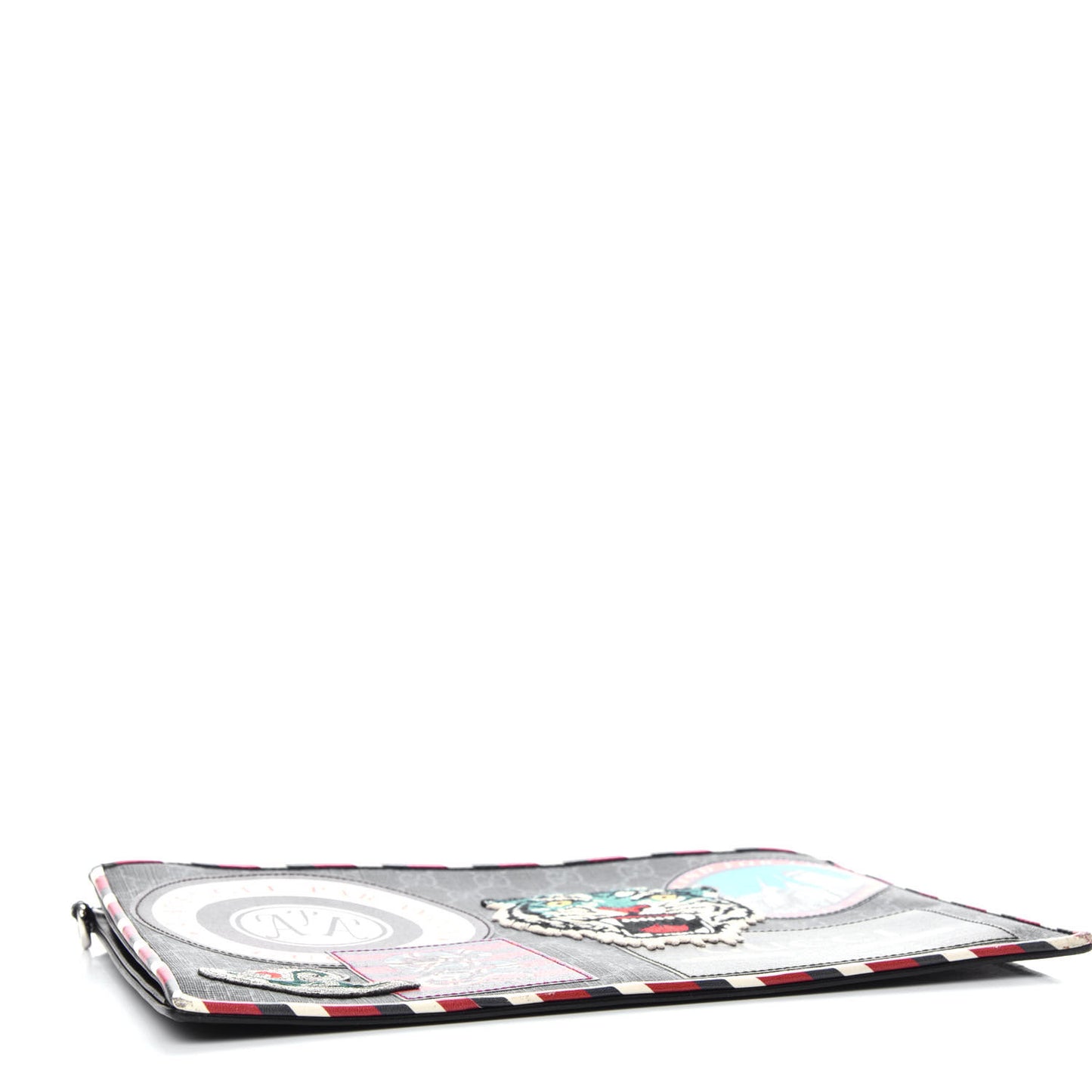 GG Supreme Monogram Night Courrier Zip Wristlet Pouch Black Multicolor