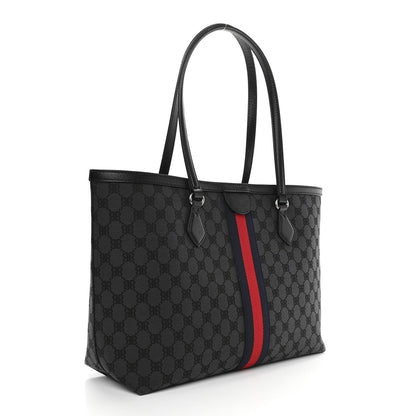 Gucci X BALENCIAGA BB Monogram Web Graffiti Medium Ophidia Shopping Tote Black 3 of 9