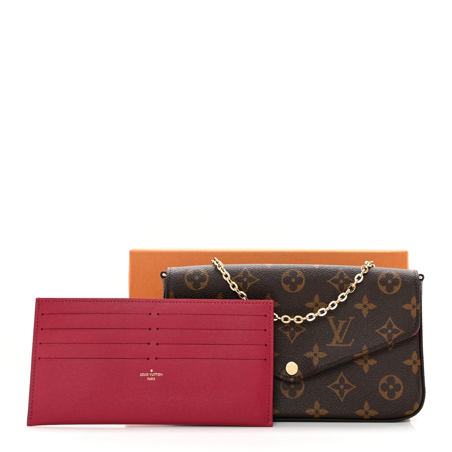 Monogram Pochette Felicie Chain Wallet Fuchsia