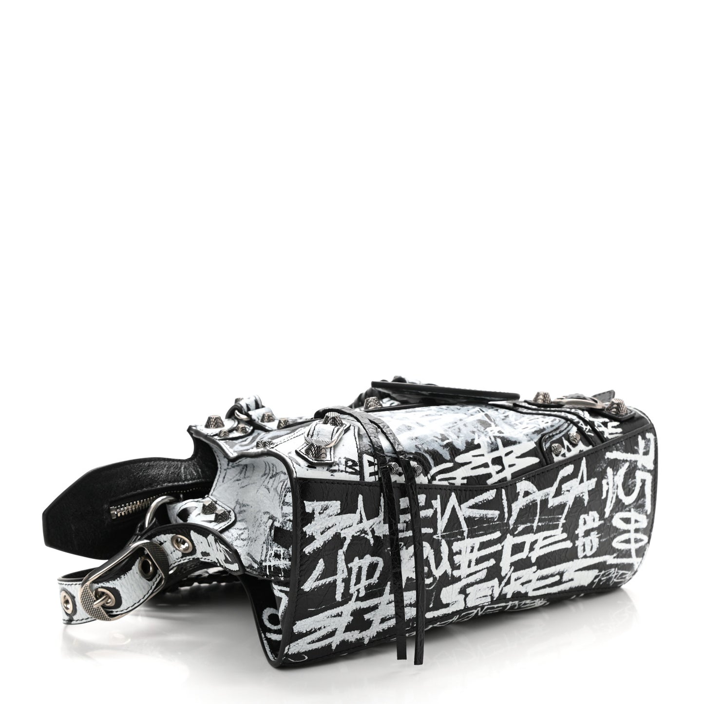 Agneau Arena Graffiti Neo Cagole Handbag XS Black White