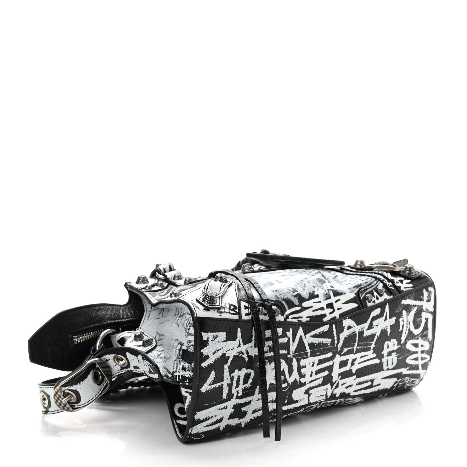 Balenciaga Agneau Arena Graffiti Neo Cagole Handbag XS Black White 4 of 8