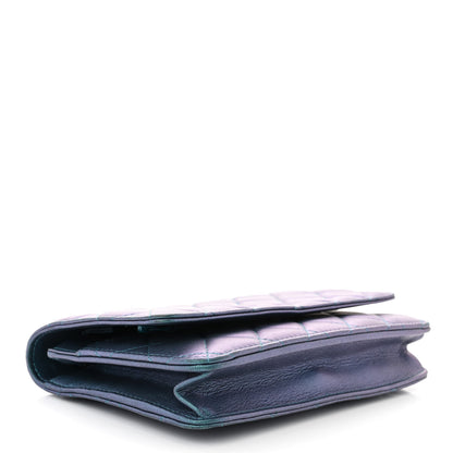 Chanel Iridescent Lambskin Quilted Wallet On Chain WOC Turquoise 4 of 12