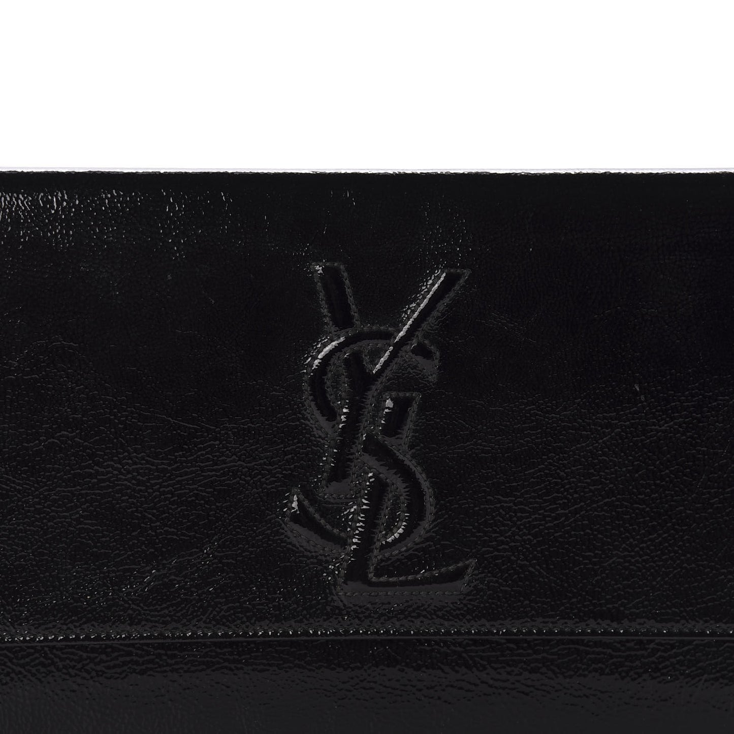 Textured Patent Monogram Large Belle De Jour Clutch Black
