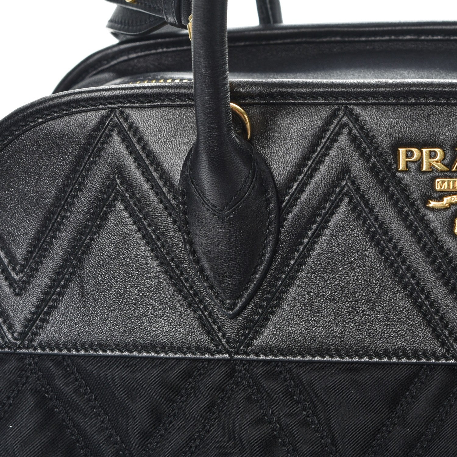 Prada Tessuto Nylon Quilted Impunturato Bauletto Nero Black 9 of 9
