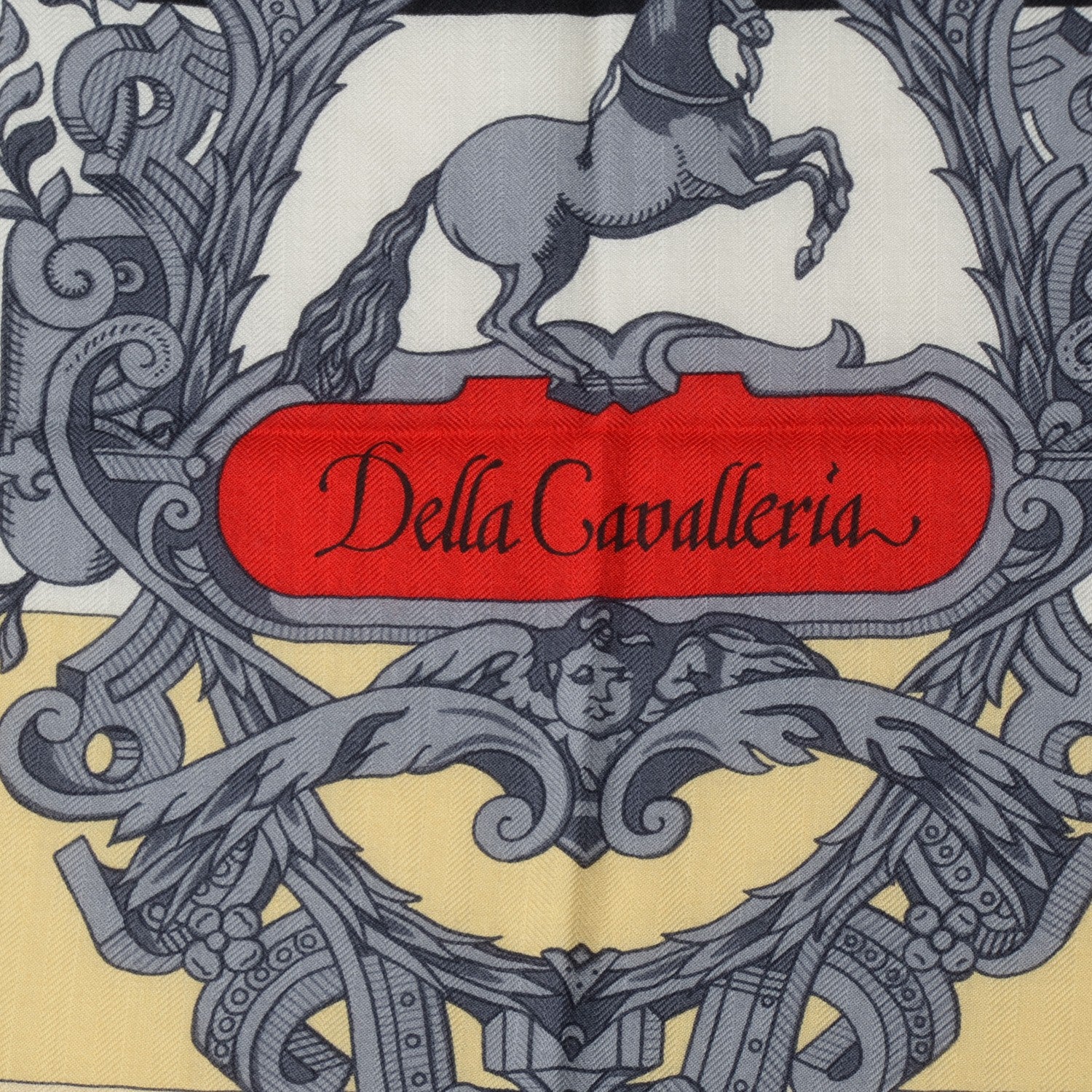 Hermes Cashmere Silk Della Cavalleria GM Scarf 140 Noir Jaune Rouge 3 of 6