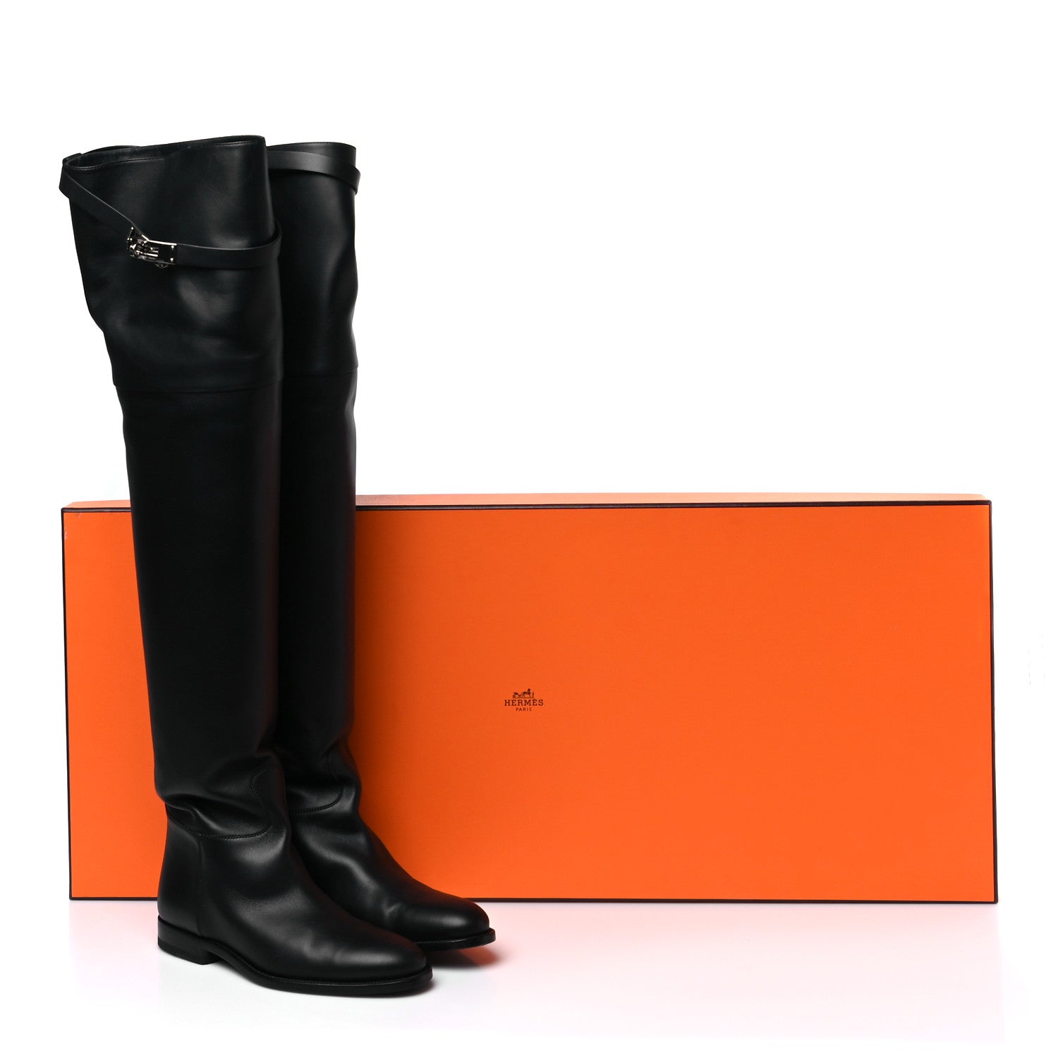 Hermes Calfskin High Boots 38 Black 8 of 8