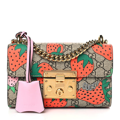 Gucci GG Supreme Monogram Strawberry Small Padlock Shoulder Bag 1 of 9