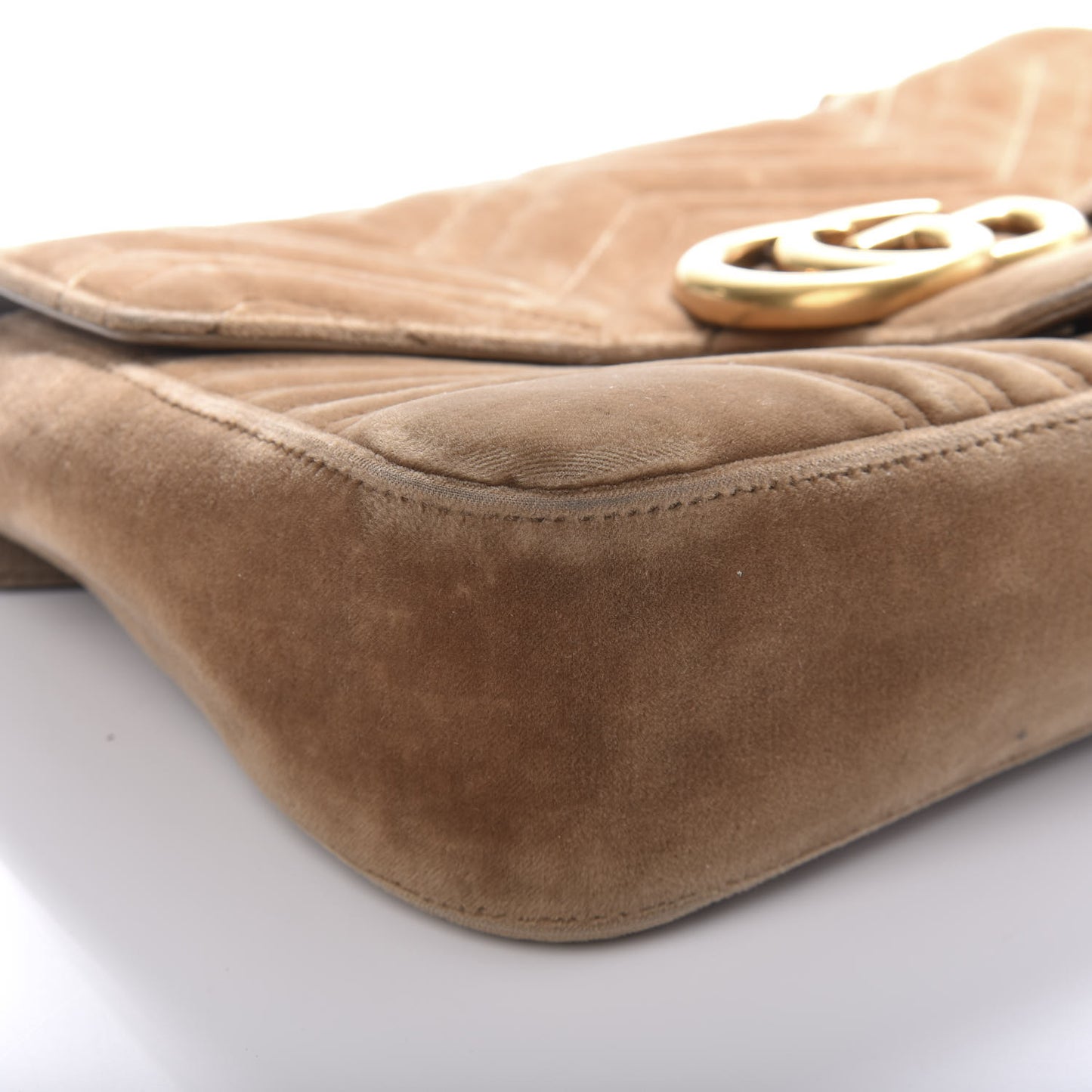 Velvet Matelasse Medium GG Marmont Shoulder Bag Taupe