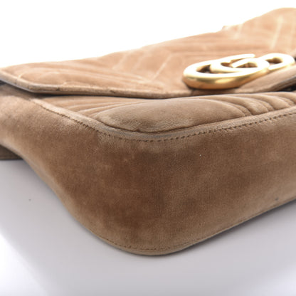 Gucci Velvet Matelasse Medium GG Marmont Shoulder Bag Taupe 9 of 13