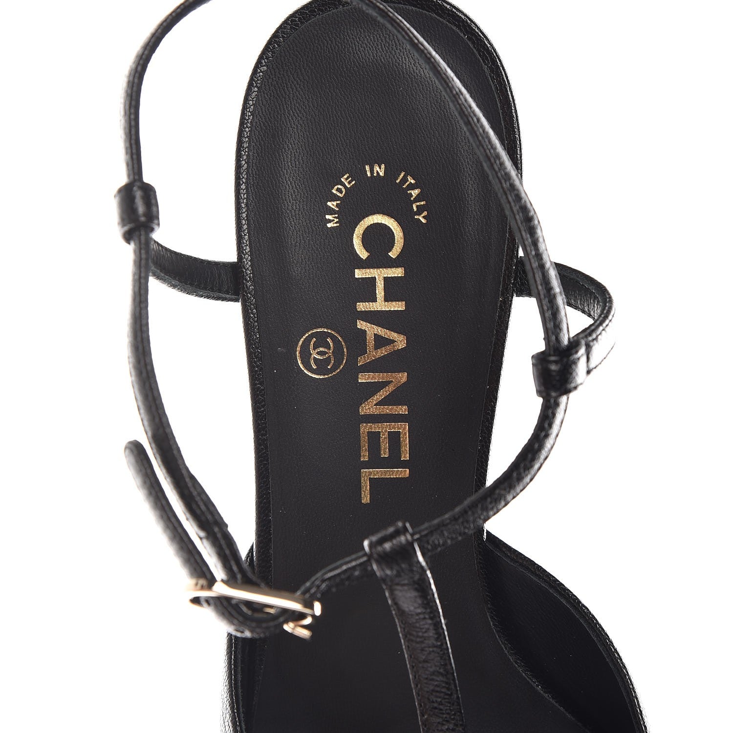 Chanel Goatskin Cap Toe CC Slingback Sandals 39.5 Black 7 of 9