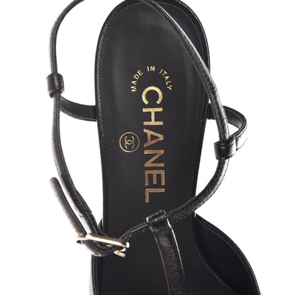 Chanel Goatskin Cap Toe CC Slingback Sandals 39.5 Black 7 of 9