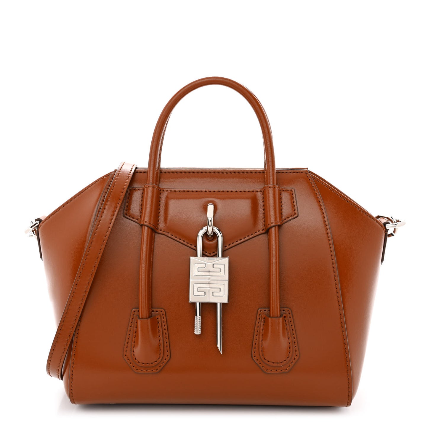 Box Calfskin Mini Lock Antigona Shoulder Bag Beige Chestnut