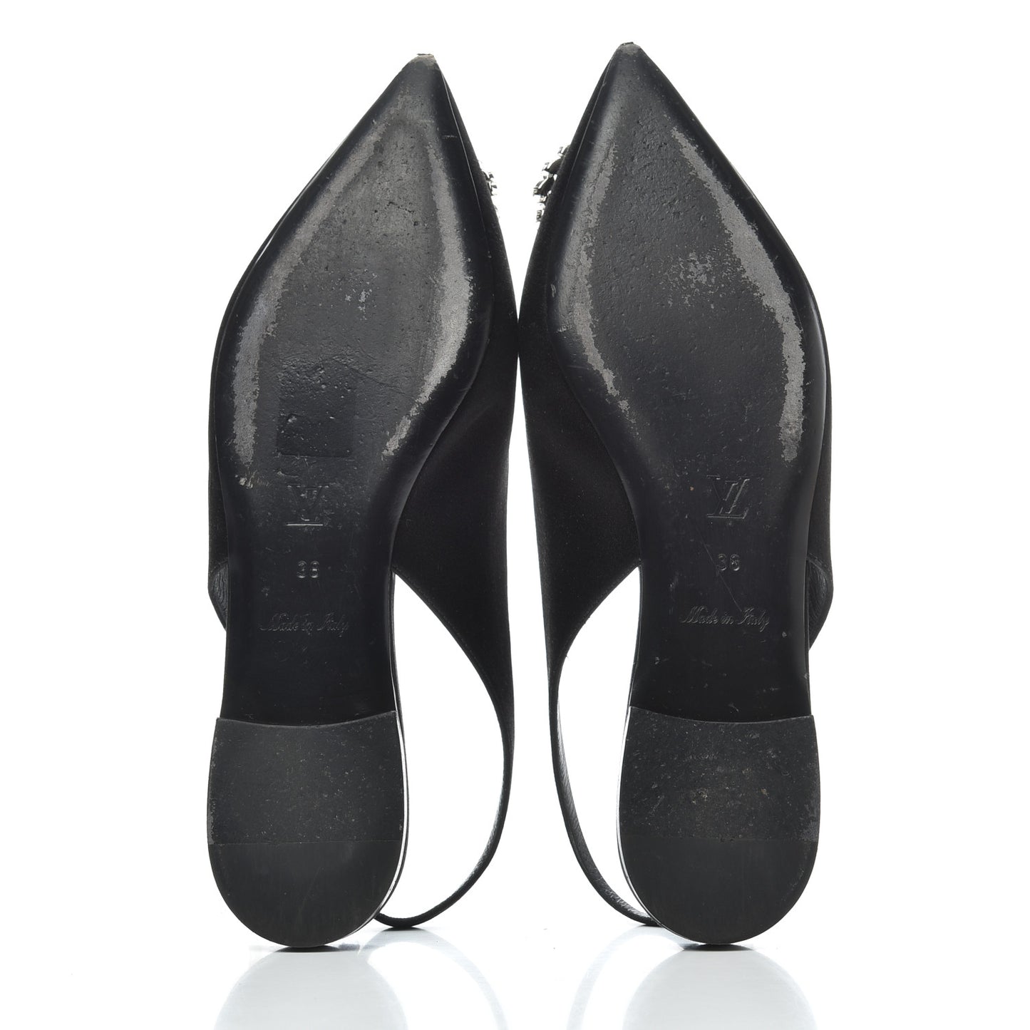 Satin Crystal Madeleine Slingback Ballerina Flats 38 Black