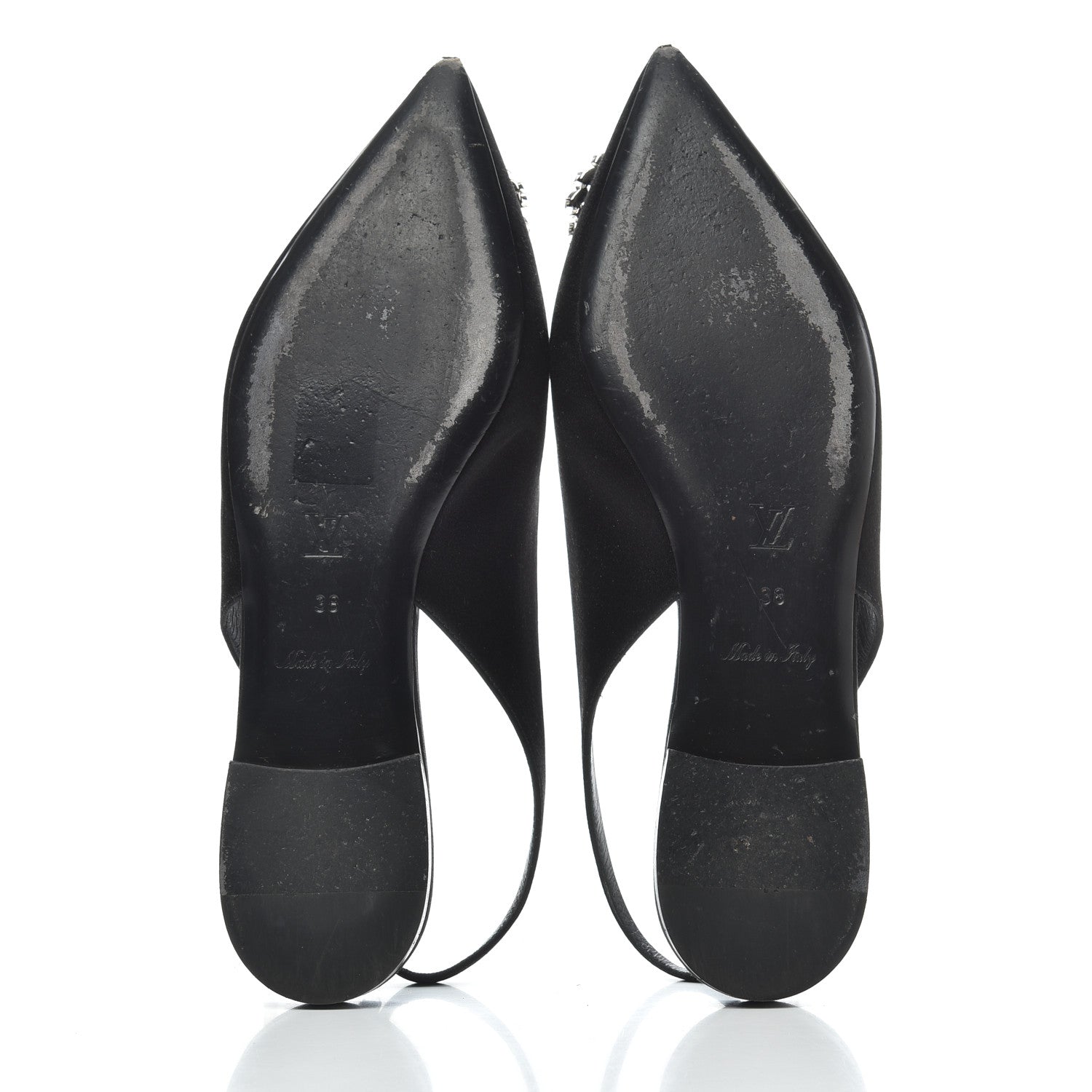Louis Vuitton Satin Crystal Madeleine Slingback Ballerina Flats 38 Black 6 of 9