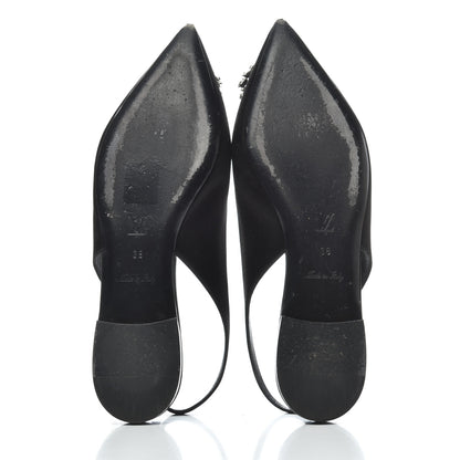 Louis Vuitton Satin Crystal Madeleine Slingback Ballerina Flats 38 Black 6 of 9