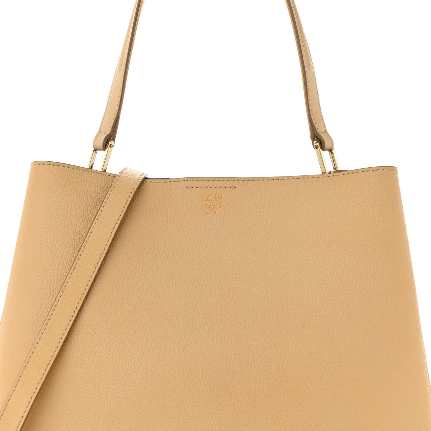 Grained Calfskin Visetos Medium Sarah Hobo Latte Beige
