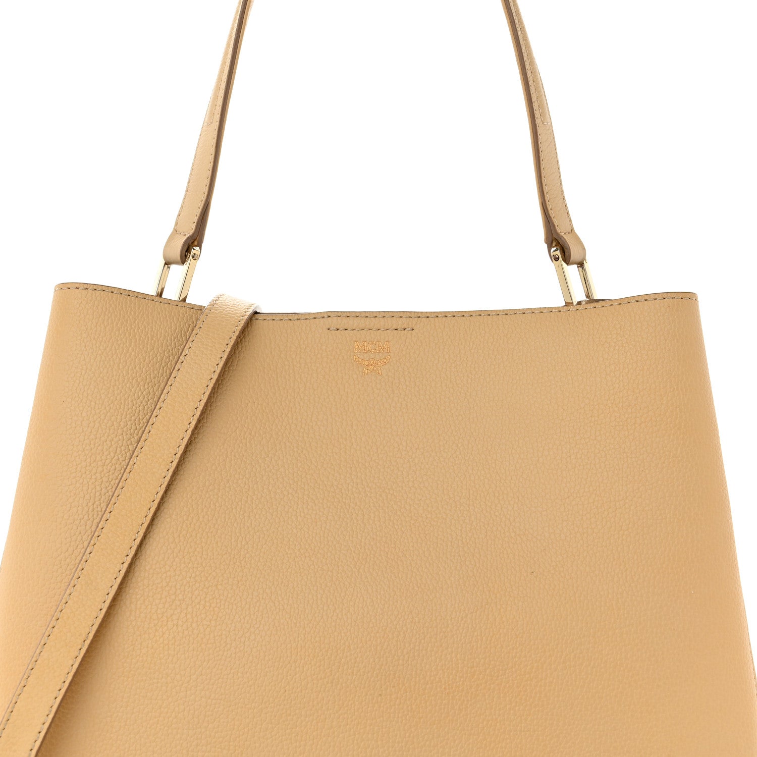 MCM Grained Calfskin Visetos Medium Sarah Hobo Latte Beige 8 of 13