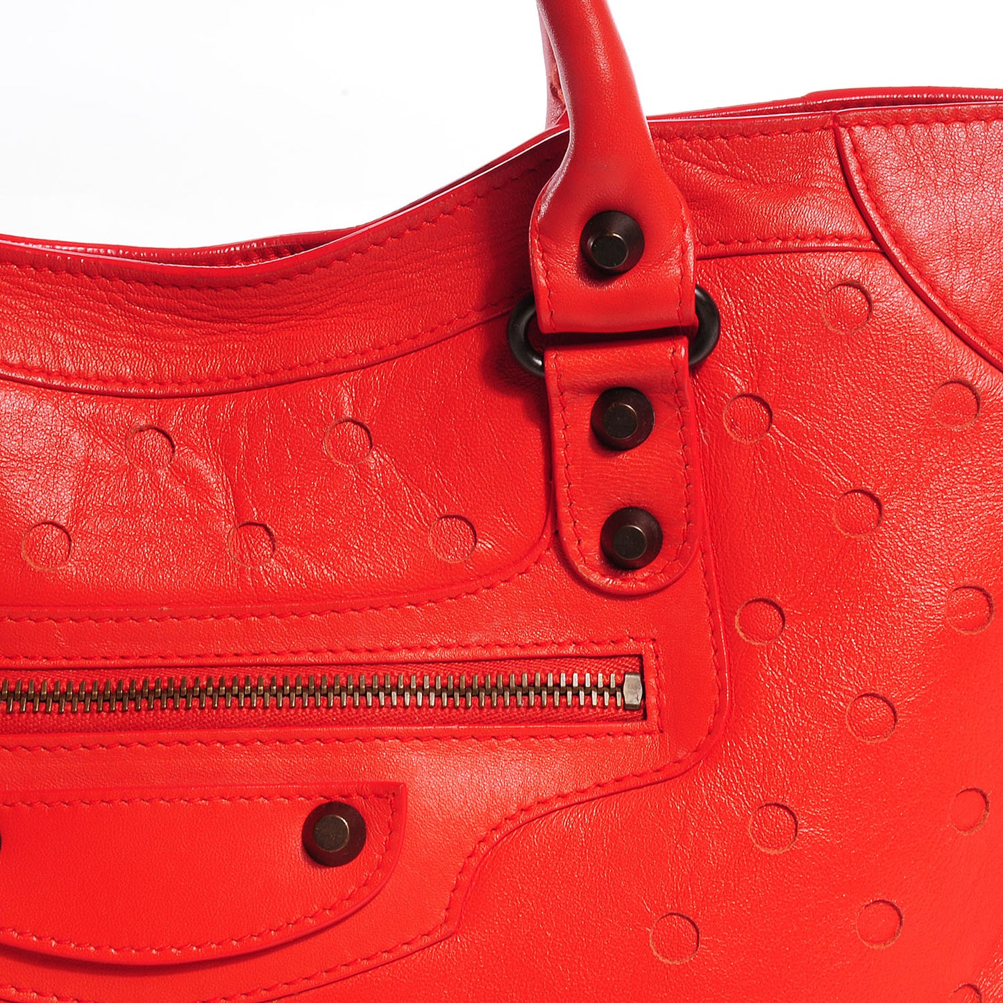 Perforated Lambskin Polka Dots City Orange Sanguine