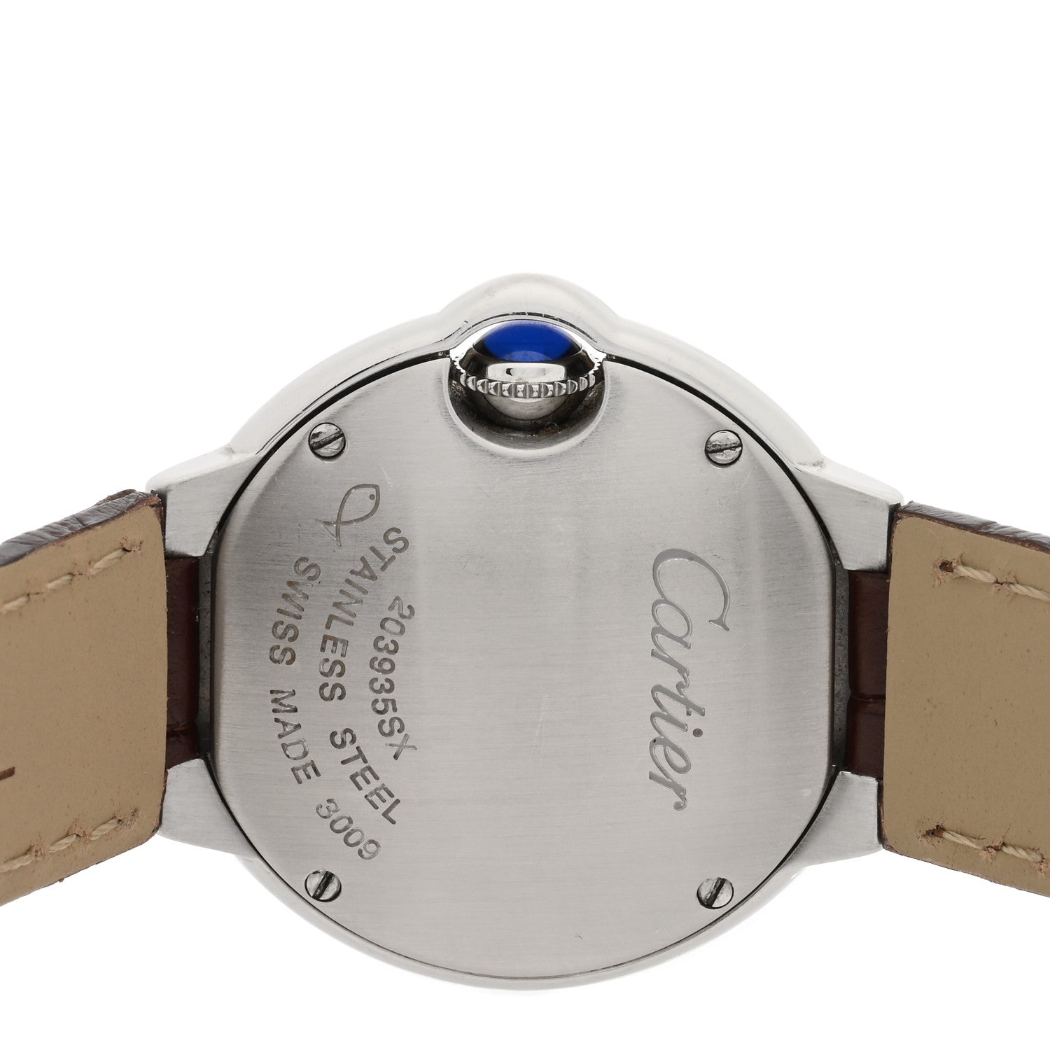 Cartier Stainless Steel Alligator 28mm Ballon Bleu De Cartier Quartz Watch Brown 4 of 4