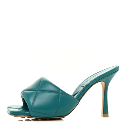 Bottega Veneta Nappa Quilted Rubber Lido Mule Sandals 38.5 Duck Green 1 of 11