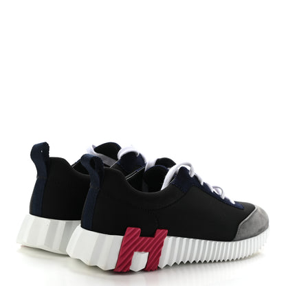 Hermes Technical Canvas Suede Goatskin Womens Bouncing Sneakers 38 Black Gris Osmium 4 of 11
