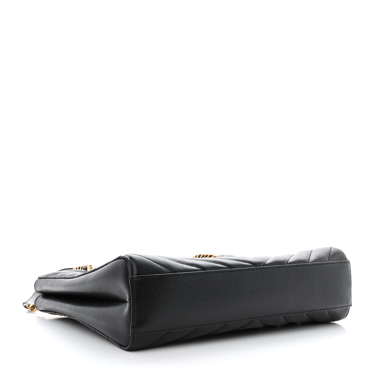 Grain de Poudre Matelasse Chevron Medium Tribeca Shopping Bag Black