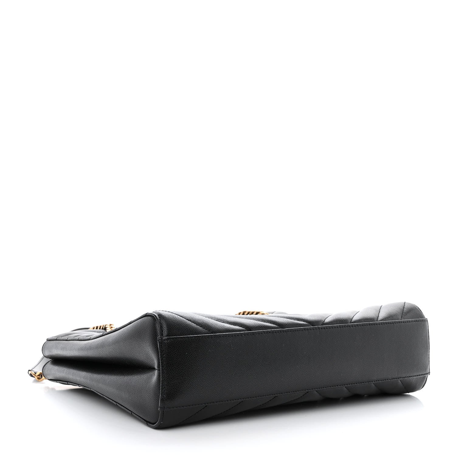 Saint Laurent Grain de Poudre Matelasse Chevron Medium Tribeca Shopping Bag Black 4 of 11