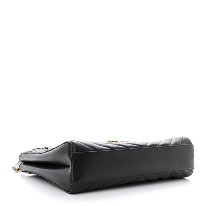 Saint Laurent Grain de Poudre Matelasse Chevron Medium Tribeca Shopping Bag Black 4 of 11