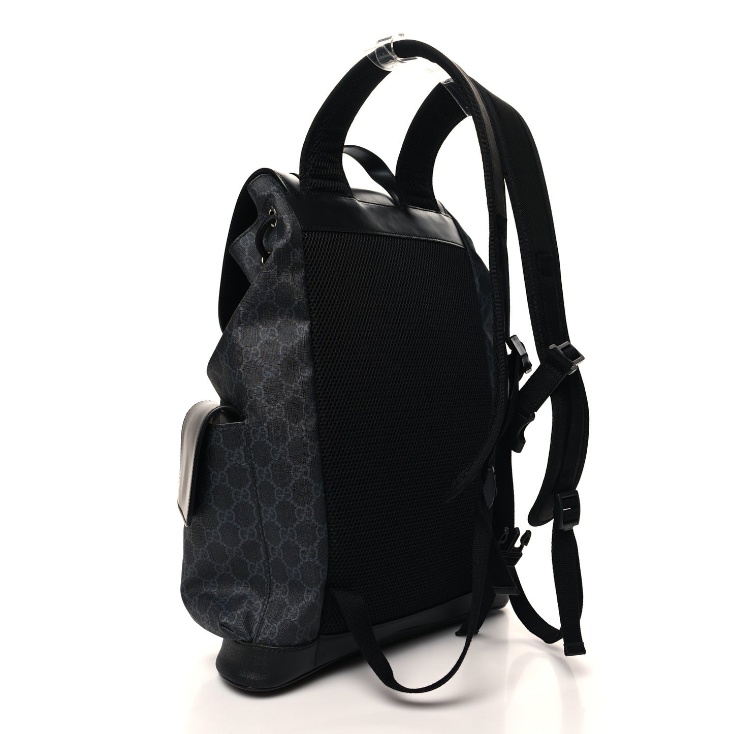 Soft GG Supreme Monogram Calfskin Web Double Buckle Backpack Black