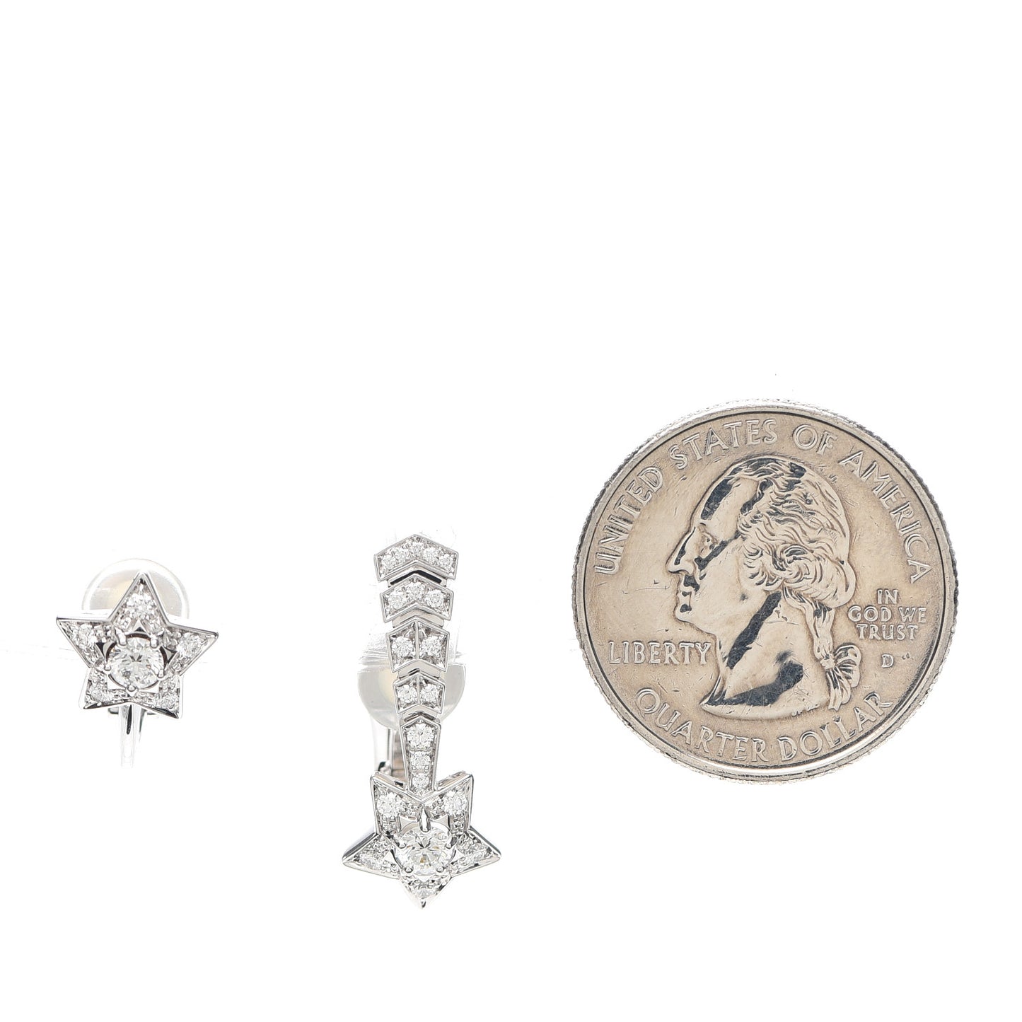 18K White Gold Diamond Comete Chevron Earrings